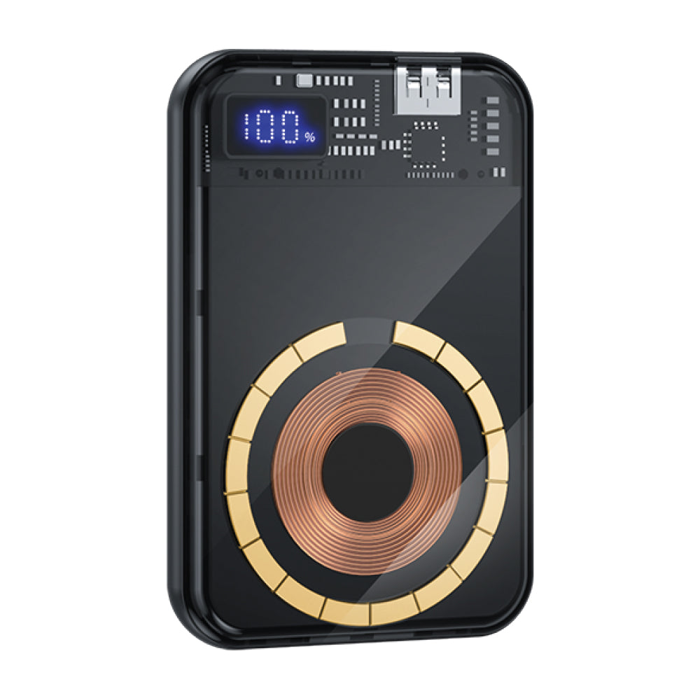 Dexim S5 10.000mAh, Şeffaf Magsafe Dijital Göstergeli Powerbank