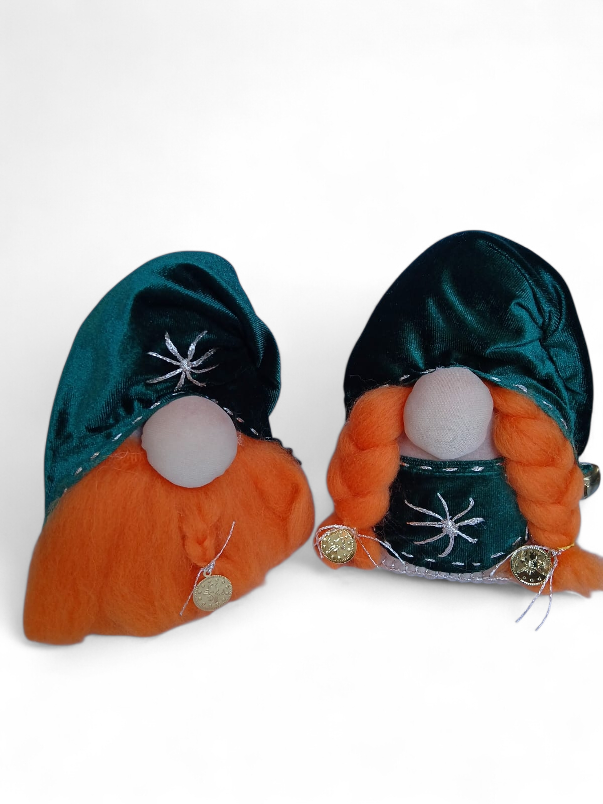 Turuncu Sakallı ve Turuncu Saçlı Yılbaşı Cüceleri Dekoratif Ürünler - Gnome 19 cm