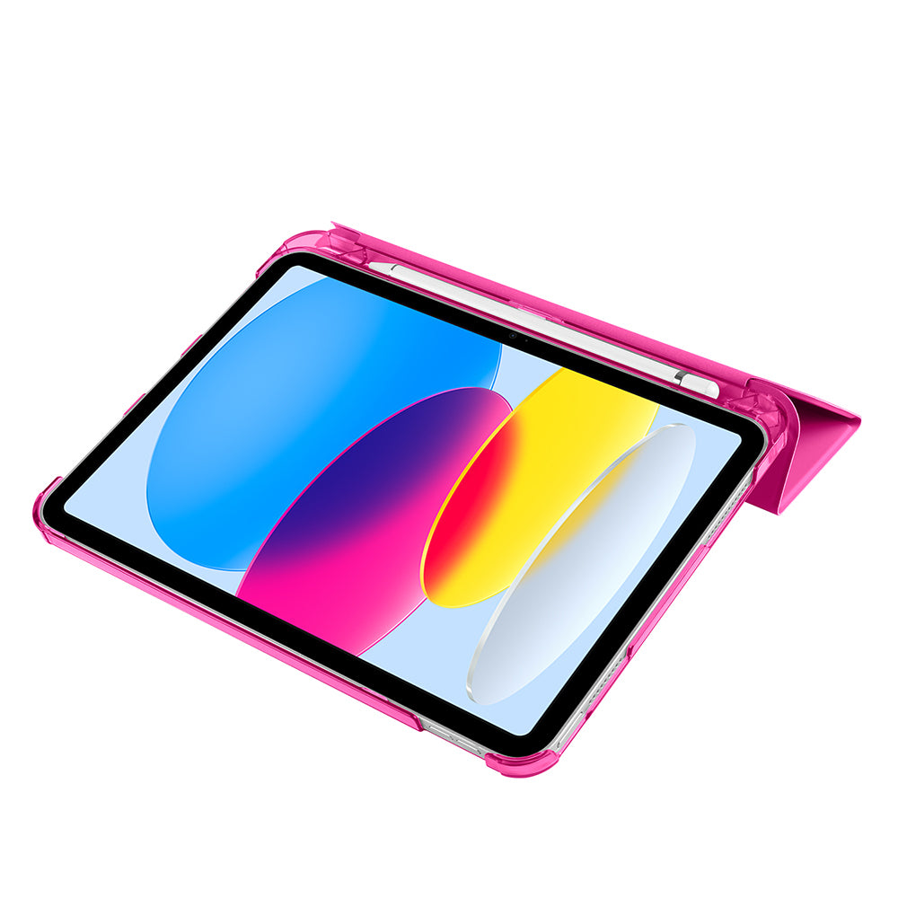 Apple iPad 11.Nesil 2025 Zore Smart Cover Kalem Bölmeli Standlı 1-1 Kılıf Koyu Pembe