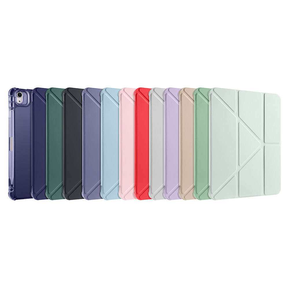 Apple iPad Air 11 2024 Kılıf Zore Tri Folding Kalem Bölmeli Standlı Kılıf Gold