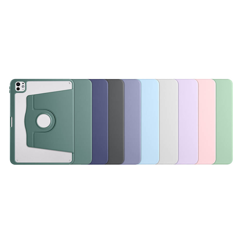 Apple iPad Pro 11 2024 Kılıf Zore Termik Kalem Bölmeli Dönebilen Standlı Kılıf Pembe