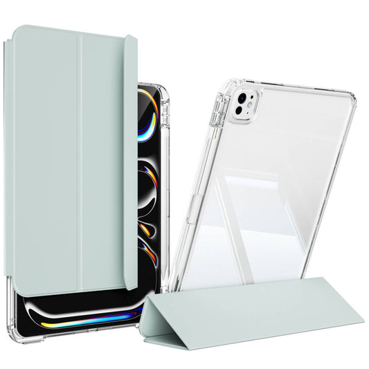 Apple iPad Pro 13 2025 M5 Kılıf Magnetik Ayrılabilen Airbagli Zore Sliding Tablet Kılıfı Mavi Açık