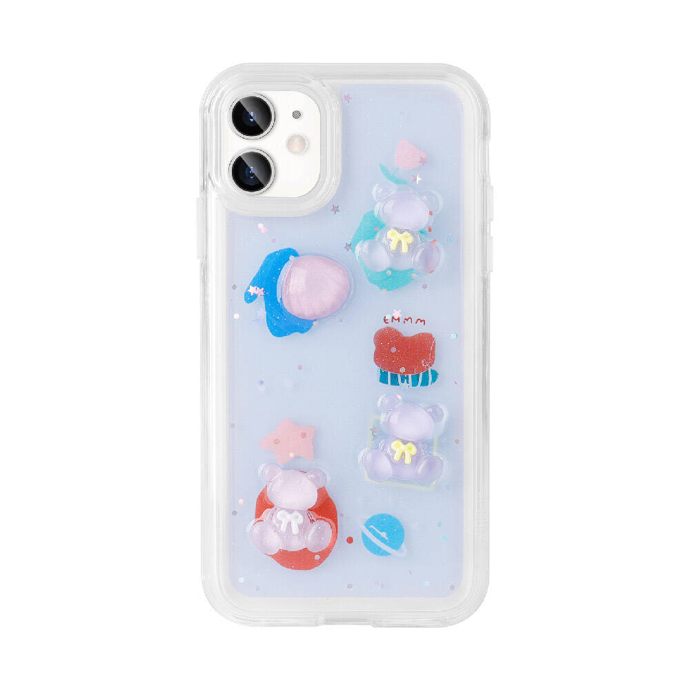 Apple iPhone 11 Kılıf Kabartma Figürlü Parlak Zore Minimini Silikon Kapak Pembe