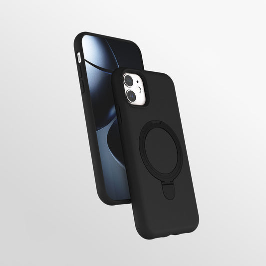 Apple iPhone 11 Kılıf M-safe Şarj Özellikli Standlı Zore Samara Kapak Siyah