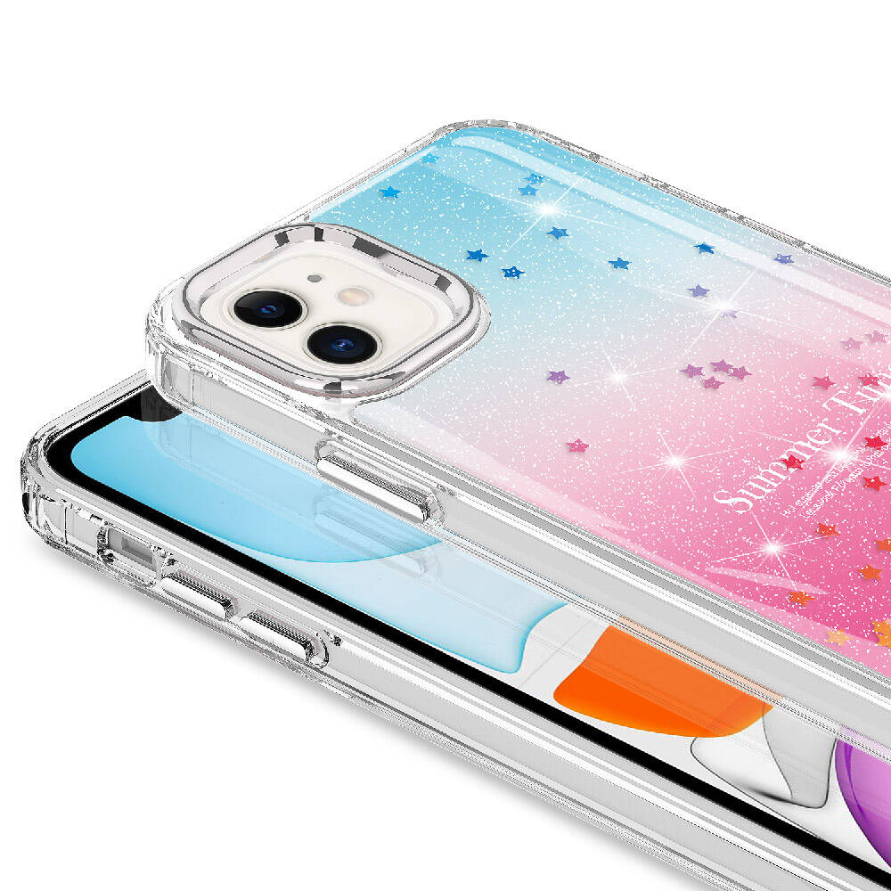 Apple iPhone 11 Kılıf Simli Desenli Parlak Zore Task Kapak Mavi