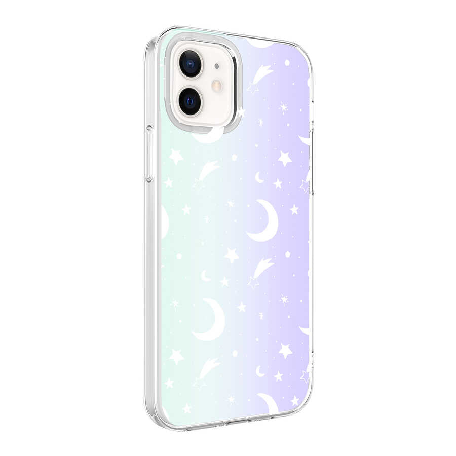 Apple iPhone 12 Kılıf Zore M-Blue Desenli Kapak
