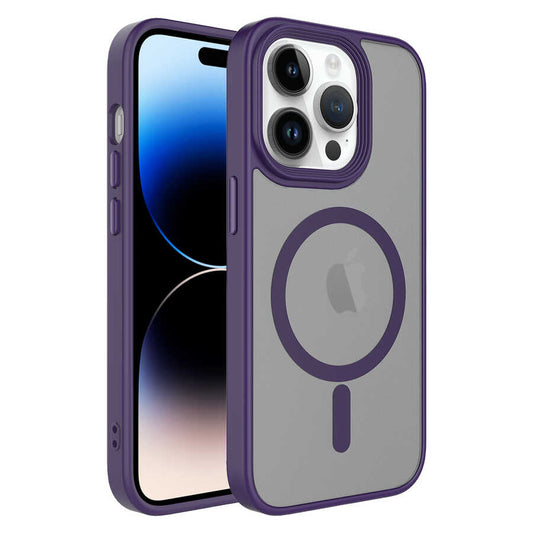 Apple iPhone 12 Pro Kılıf Mat Arka Yüzey Wireless Şarj Özellikli Zore Flet M-safe Kapak Siyah