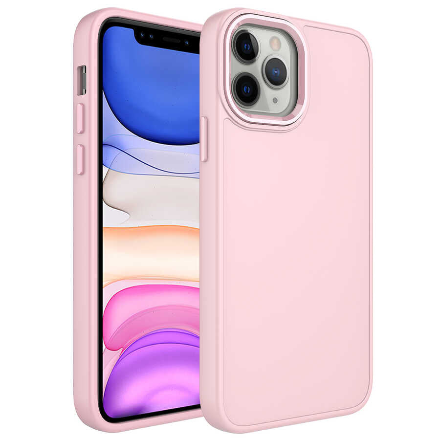 Apple iPhone 12 Pro Kılıf Metal Çerçeve ve Buton Tasarımlı Silikon Zore Luna Kapak