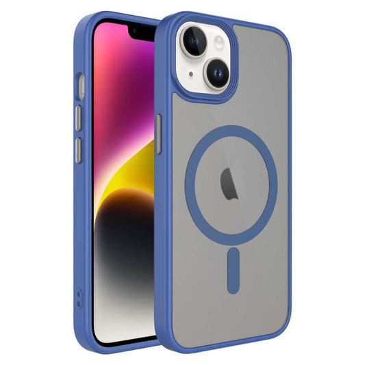 Apple iPhone 13 Kılıf Mat Arka Yüzey Wireless Şarj Özellikli Zore Flet M-safe Kapak Derin Mor