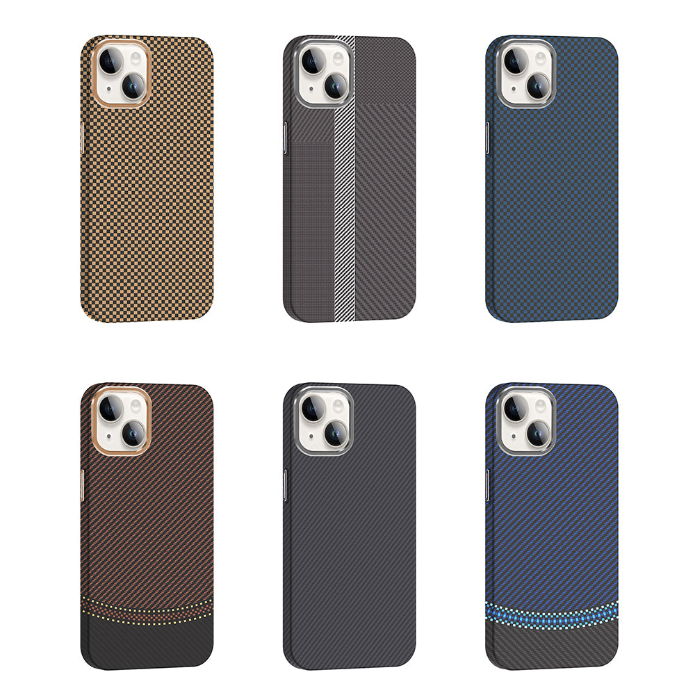 Apple iPhone 14 Kılıf M-safe Şarj Özellikli Karbon Fiber Görünümlü Zore Gros Kapak Siyah-Lacivert