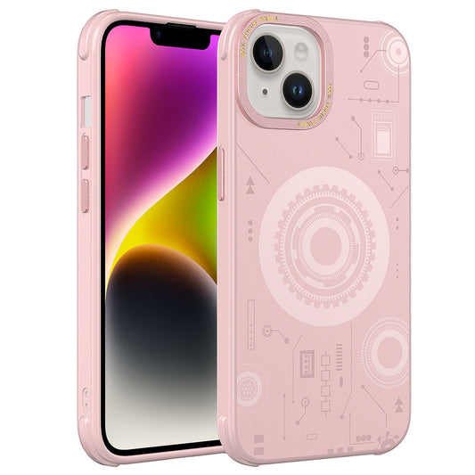 Apple iPhone 14 Kılıf Zore Wireless Şarj Özellikli Desenli Hot Kapak Lacivert