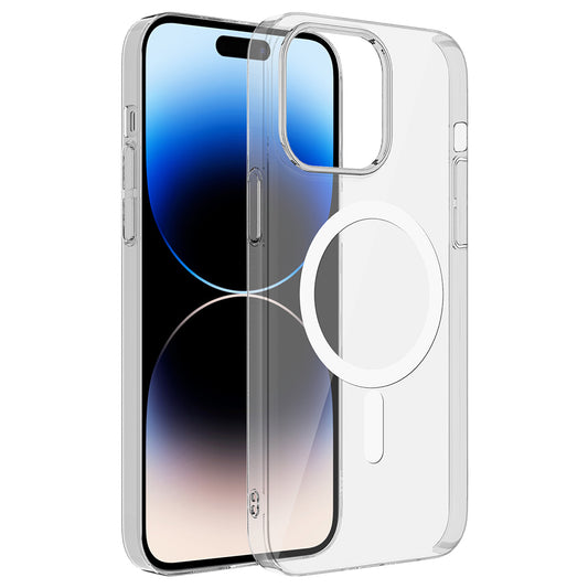 Apple iPhone 14 Pro Kamera Korumalı M-Safe Şarj Özellikli Şeffaf Zore London Sert PC Kapak