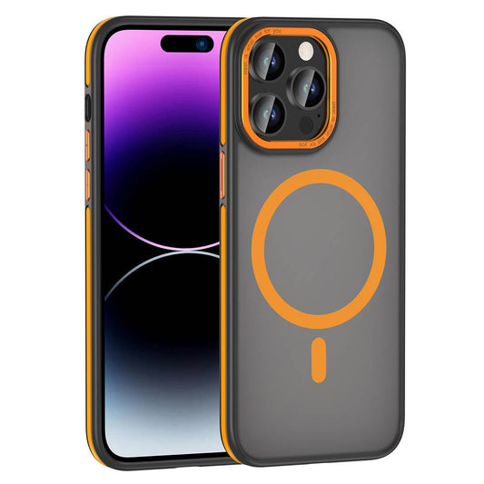 Apple iPhone 14 Pro Kılıf M-safe Şarj Özellikli Mat Görünümlü Zore Ant Kapak Turuncu