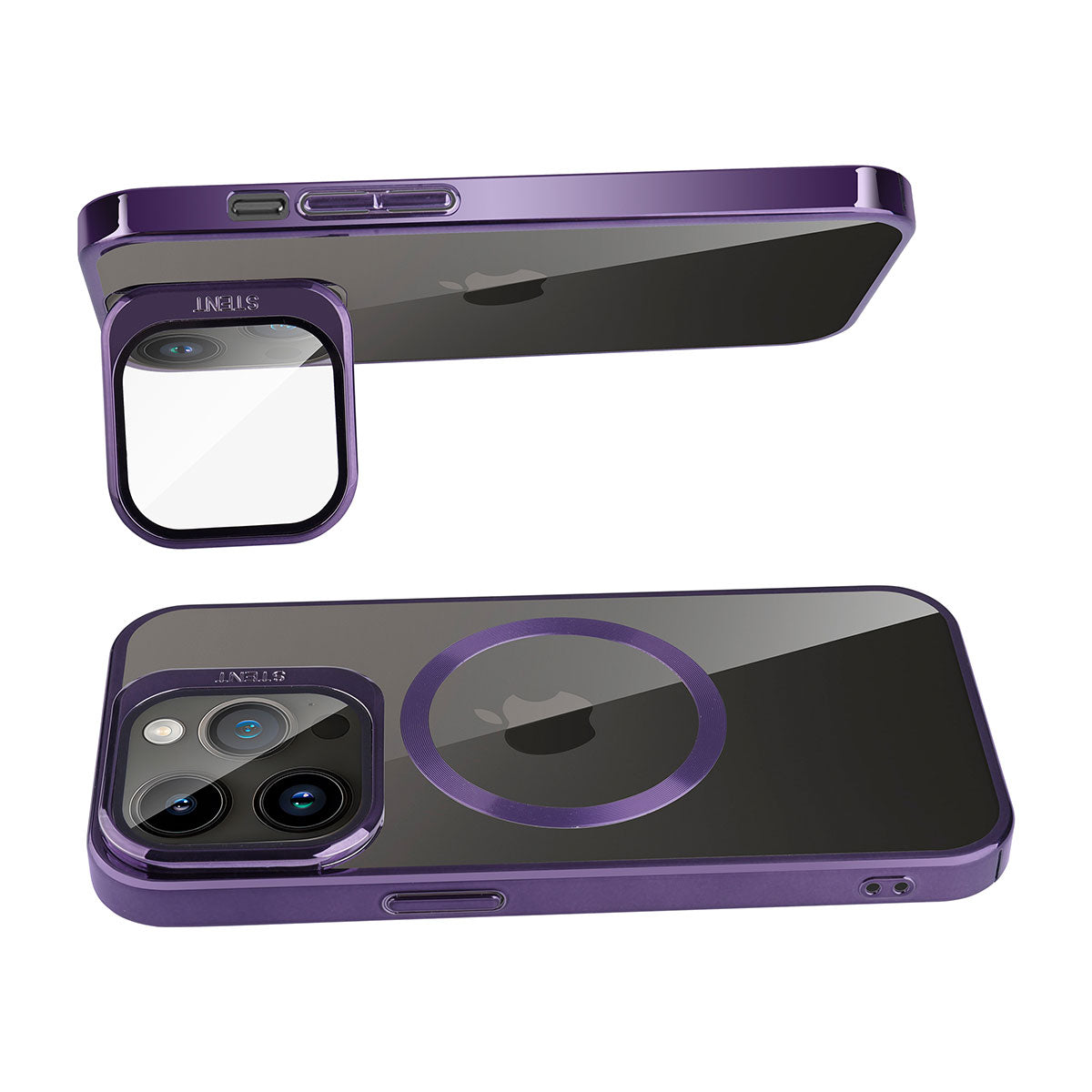 Apple iPhone 14 Pro Kılıf M-safe Şarj Özellikli Standlı Zore Klon Kapak Siyah