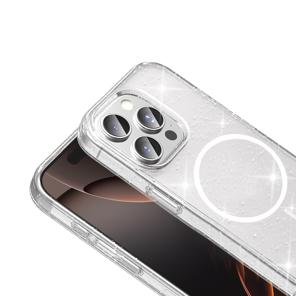 Apple iPhone 14 Pro Max Kılıf M-safe Şarj Özellikli Parlayan Simli Saydam Renkli Zore Maris Kapak Şeffaf