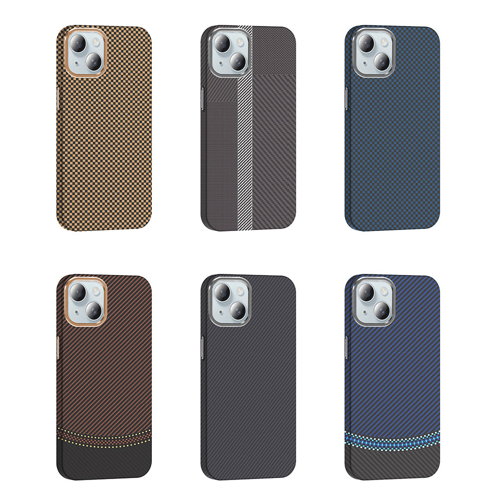 Apple iPhone 15 Kılıf M-safe Şarj Özellikli Karbon Fiber Görünümlü Zore Gros Kapak Desert Titanyum