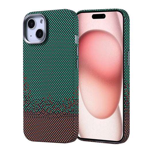 Apple iPhone 15 Kılıf M-safe Şarj Özellikli Karbon Fiber Görünümlü Zore Nekst Kapak Gri-Siyah