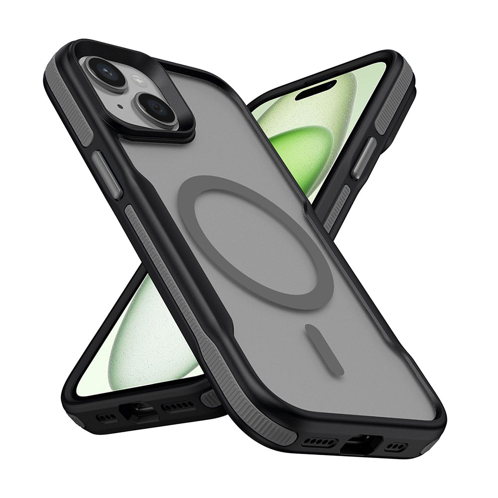 Apple iPhone 15 Kılıf M-safe Şarj Özellikli Renkli Kenar Airbag Şeritli Zore Lamer Kapak