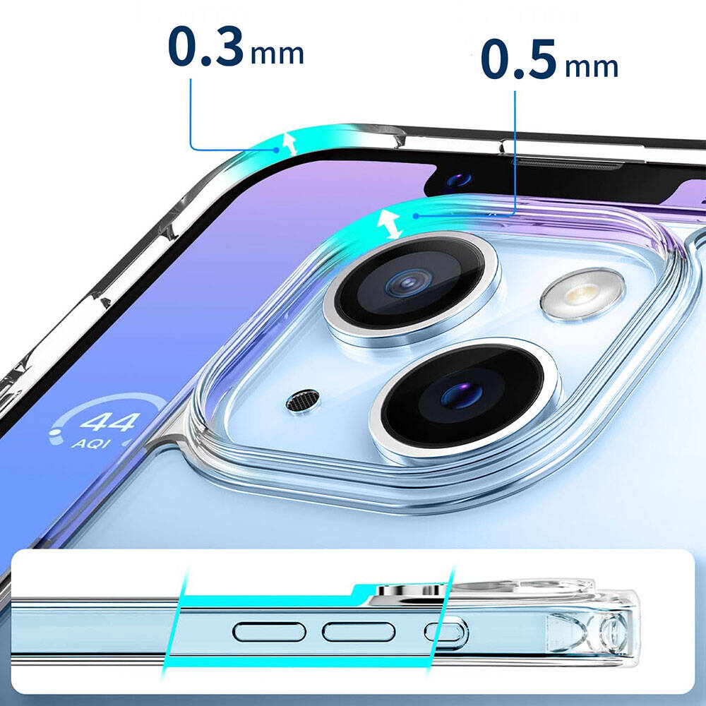 Apple iPhone 15 Kılıf M-safe Şarj Özellikli Şeffaf Sert PC Zore Embos Kapak Renksiz