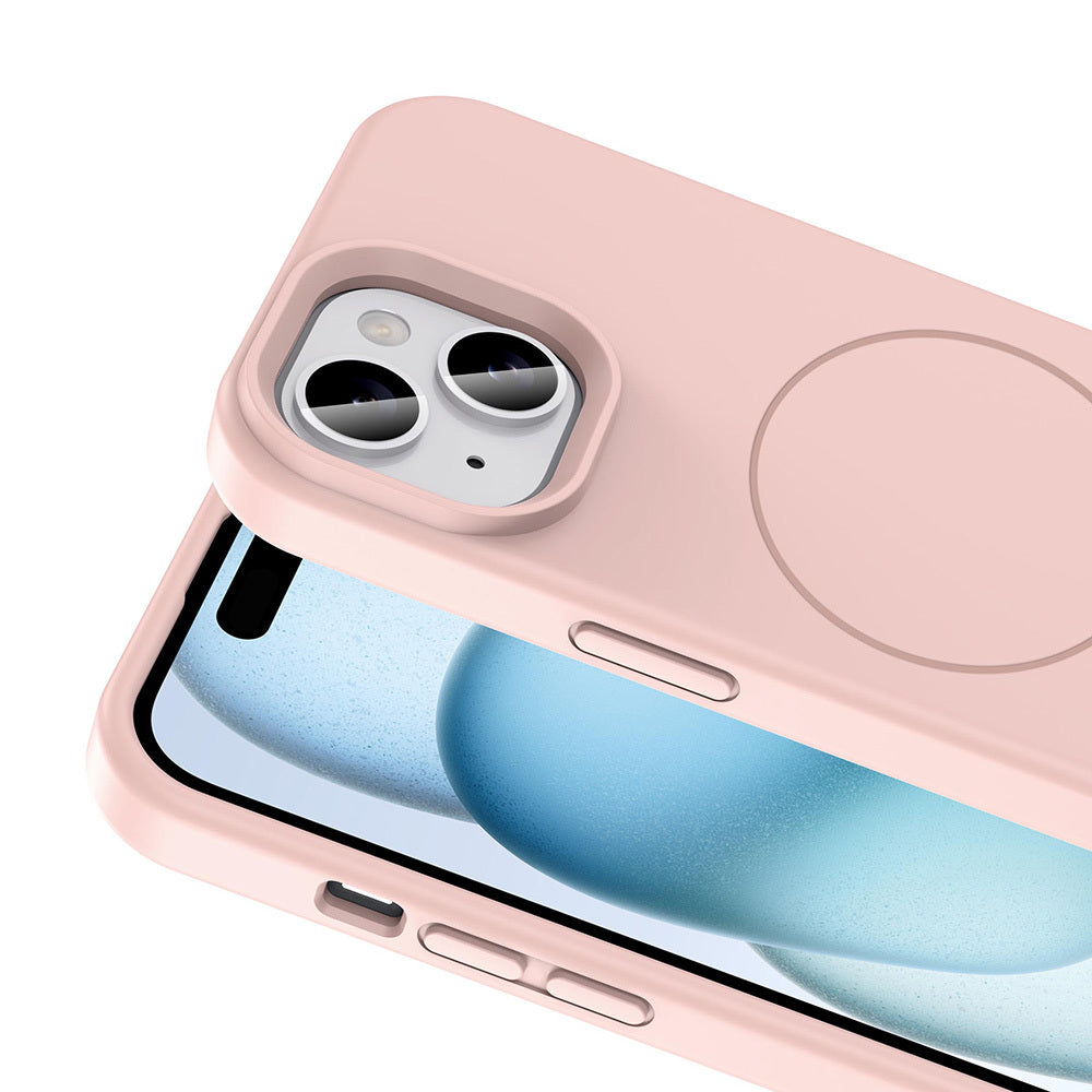 Apple iPhone 15 Kılıf M-safe Şarj Özellikli Sıvı Teknolojili Silinebilir Sert Zore Kivi Kapak Koyu Gri