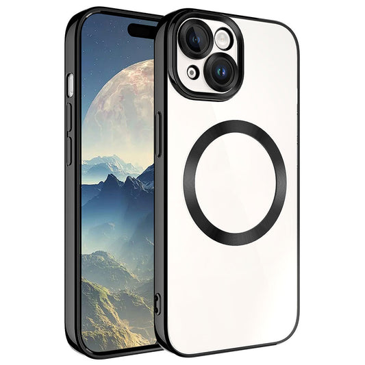 Apple iPhone 15 Plus Kılıf M-safe Wireless Şarj Özellikli Zore Setro Silikon Gümüş