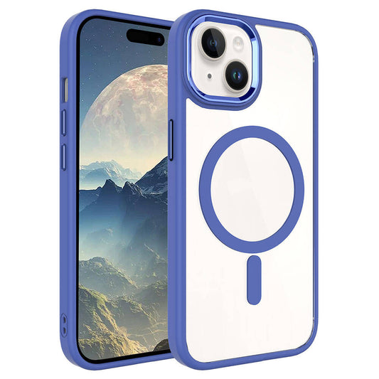 Apple iPhone 15 Plus Kılıf Wireless Şarj Özellikli Zore Krom M-safe Silikon Kapak Siyah