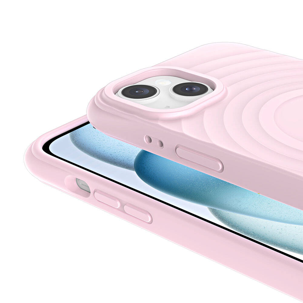 Apple iPhone 15 Plus M-safe Şarj Özellikli Airbagli Mat Görünümlü Zore Hepi Kapak Pembe Açık