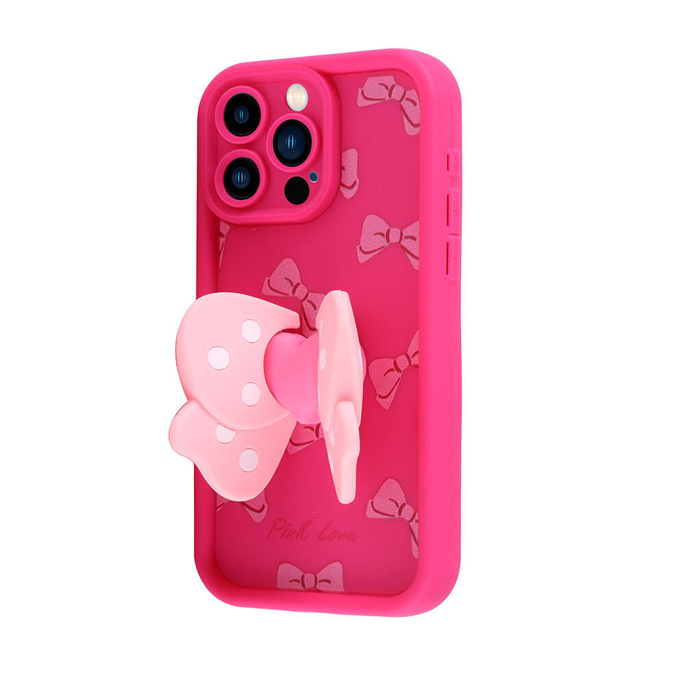 Apple iPhone 15 Pro Kılıf Kamera Korumalı Figür Tasarımlı Zore Kapya Kapak Pembe Koyu