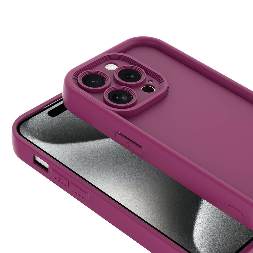 Apple iPhone 15 Pro Kılıf Kamera Korumalı Zore Ananas Kapak Mürdüm