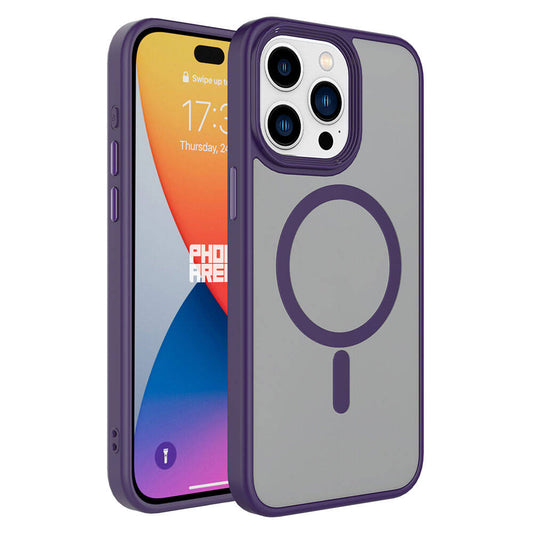 Apple iPhone 15 Pro Kılıf Mat Arka Yüzey Wireless Şarj Özellikli Zore Flet M-safe Kapak Titanyum