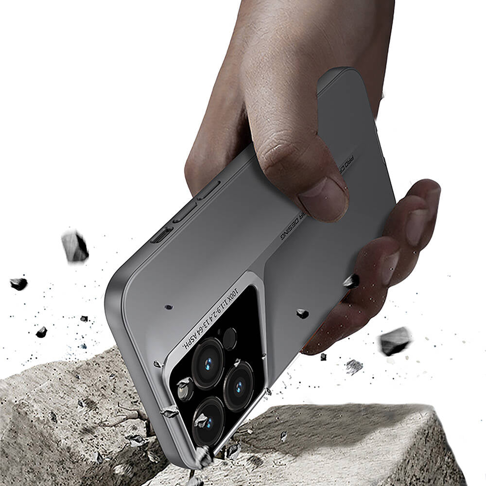 Apple iPhone 15 Pro Max Kılıf Ultra İnce Kamera Korumalı Sert Rubber Zore Procase Kapak Titanyum-Gri
