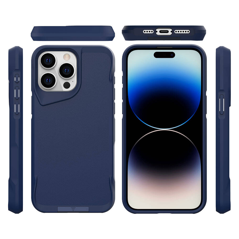 Apple iPhone 15 Pro Max Kılıf Zore Airbag Kenarlı T-Max Mat Standlı Kapak Siyah