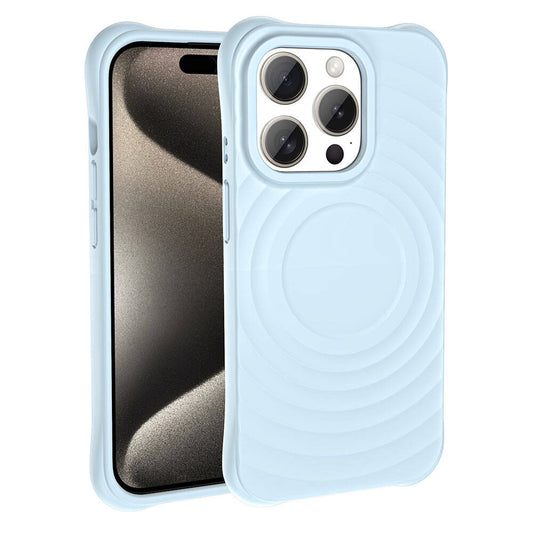 Apple iPhone 15 Pro Max M-safe Şarj Özellikli Airbagli Mat Görünümlü Zore Hepi Kapak Mavi Açık