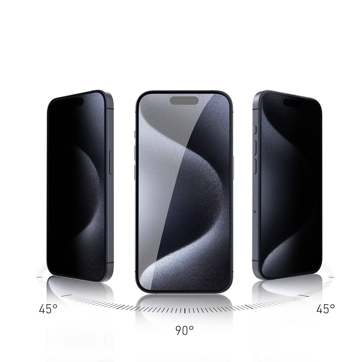 Apple iPhone 15 Zore Rika Premium Privacy Temperli Cam Ekran Koruyucu Siyah