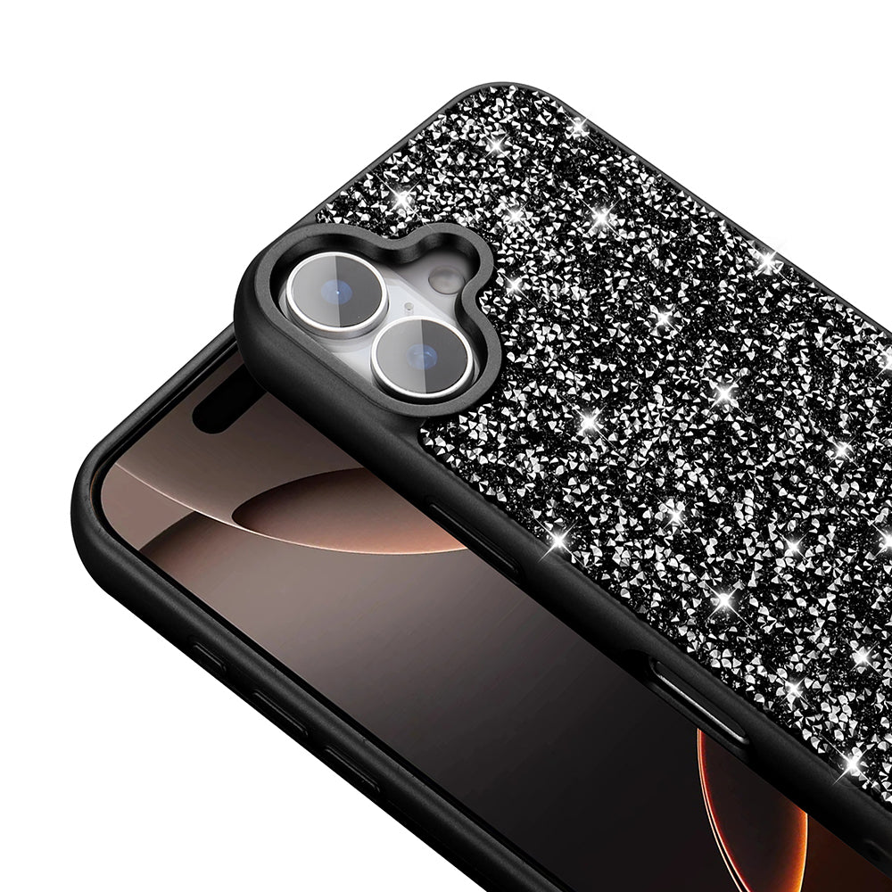 Apple iPhone 16 Kılıf Parlak Taşlı Tasarım Zore Pırlanta Kapak Gri