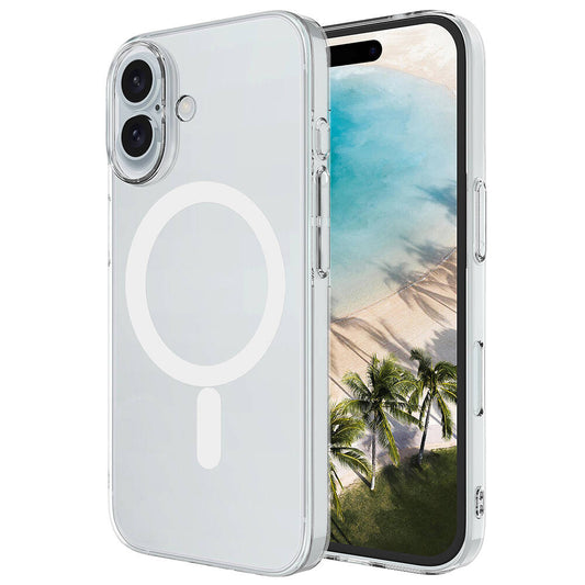 Apple iPhone 16 Kılıf Zore M-safe Şarj Özellikli Şeffaf Tek Kamera Çerçeveli Porto Kapak