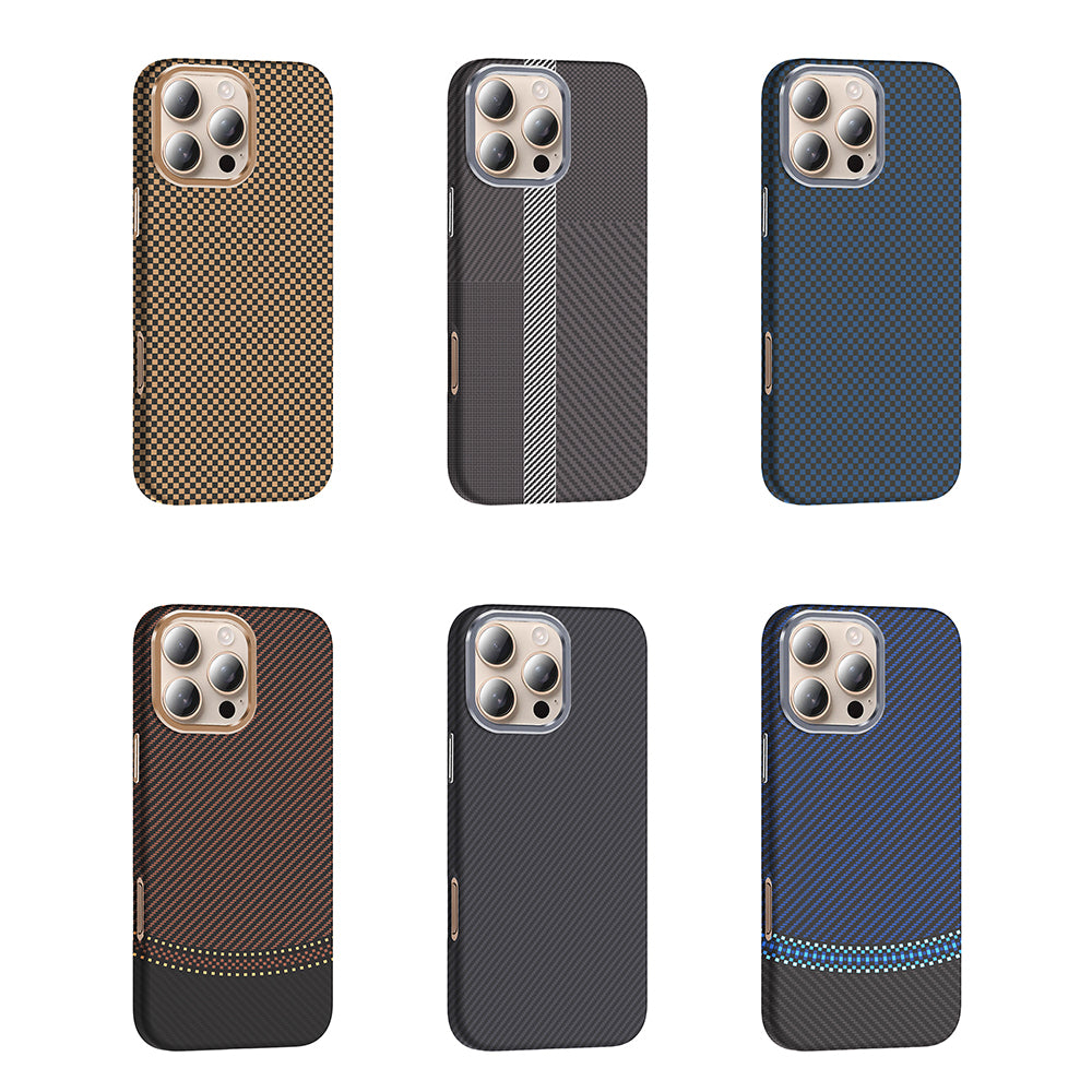 Apple iPhone 16 Pro Kılıf M-safe Şarj Özellikli Karbon Fiber Görünümlü Zore Gros Kapak Gri-Siyah