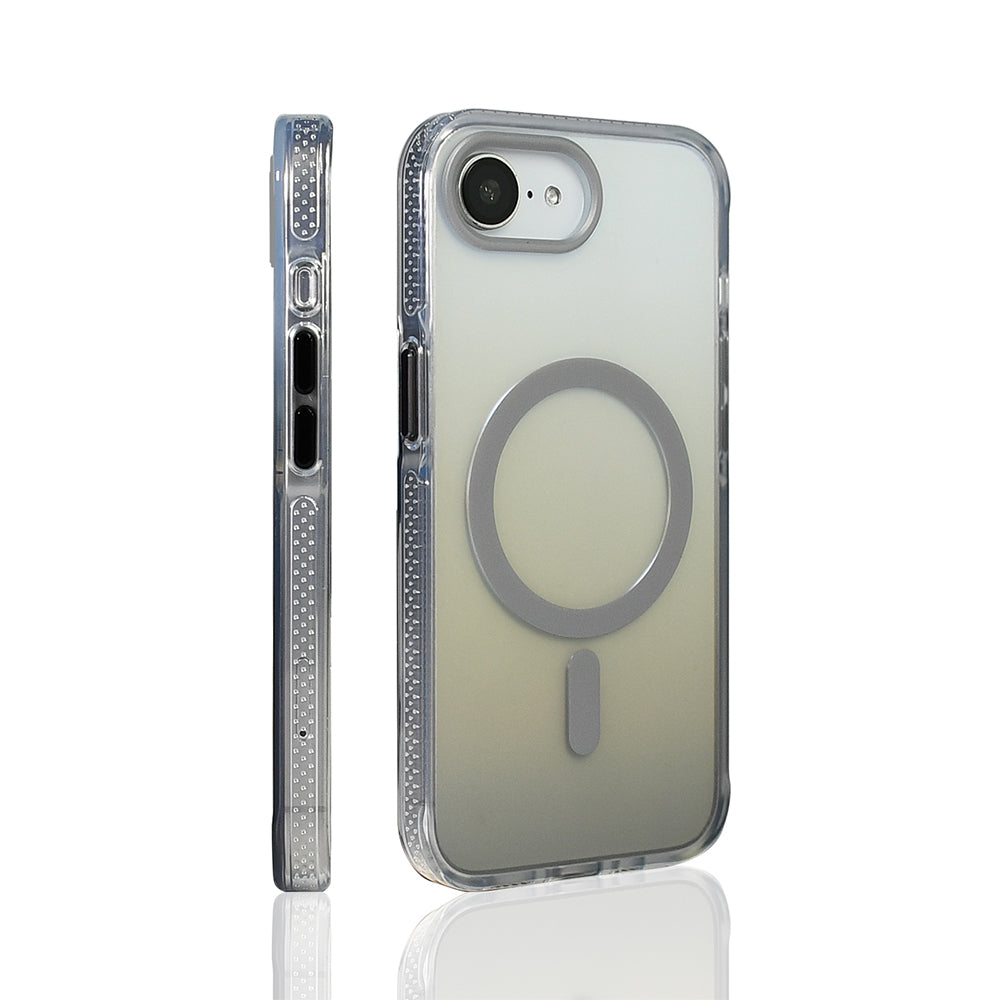 Apple iPhone 16E Kılıf M-safe Şarj Özellikli Transparan Renk Geçişli Zore Toros Kapak Mavi