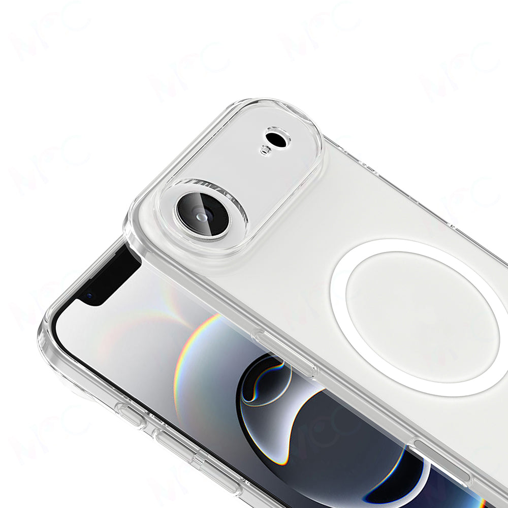 Apple iPhone 17 Air Kılıf IC Çipli M-Safe Şarj Özellikli Şeffaf Kamera Çerçeveli Zore Toledo Kapak Şeffaf