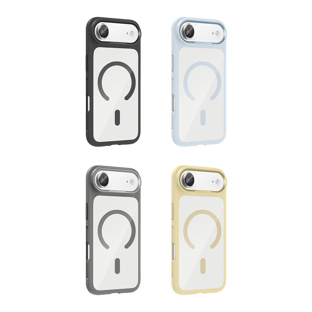 Apple iPhone 17 Air Kılıf M-Safe Şarj Özellikli Metal Kamera Çerçeveli Zore Tiko Kapak Mavi