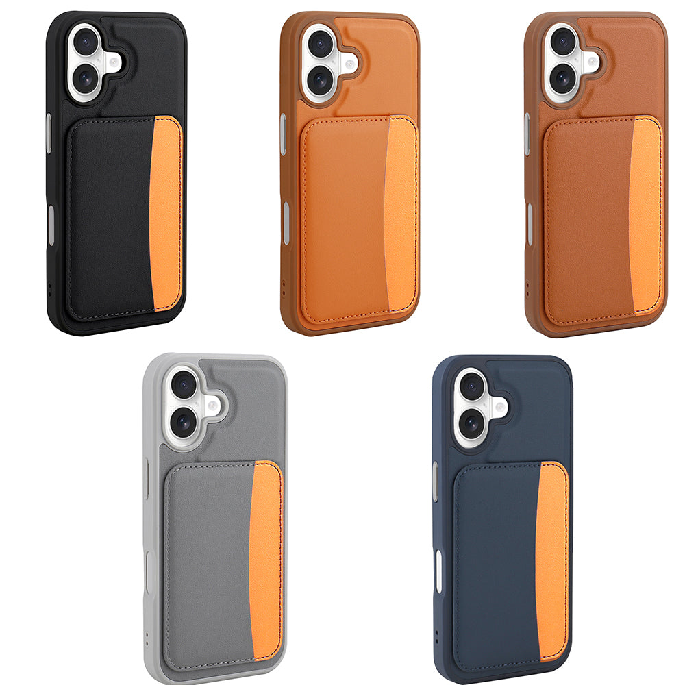 Apple iPhone 17 Kılıf Kartlıklı Zore X-Kart Silikon Kapak Kahverengi