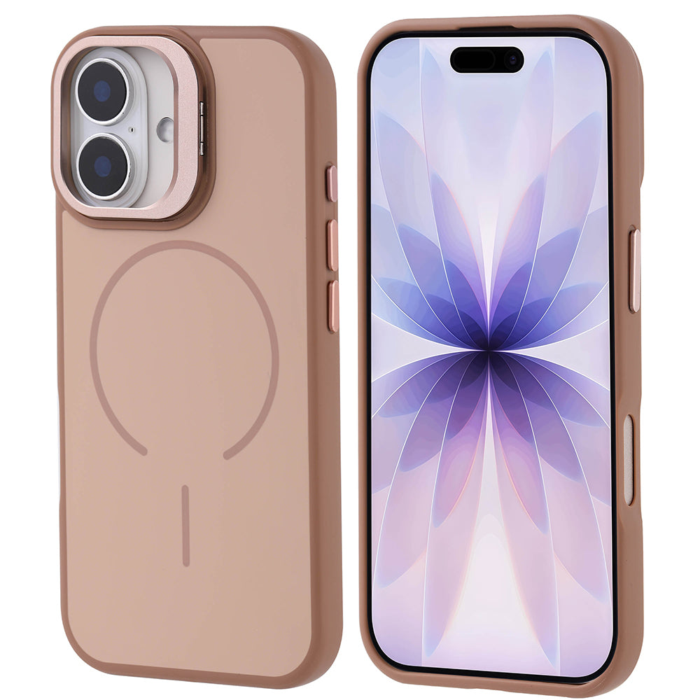 Apple iPhone 17 Kılıf M-safe Şarj Özellikli Kamera Standlı Zore Notron Kapak Gri