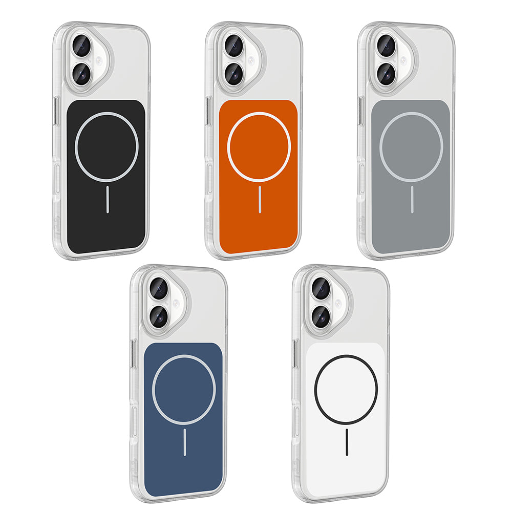 Apple iPhone 17 Kılıf M-Safe Şarj Özellikli Metal Buton Tasarımlı Zore İkonik Sert Silikon Kapak Mavi