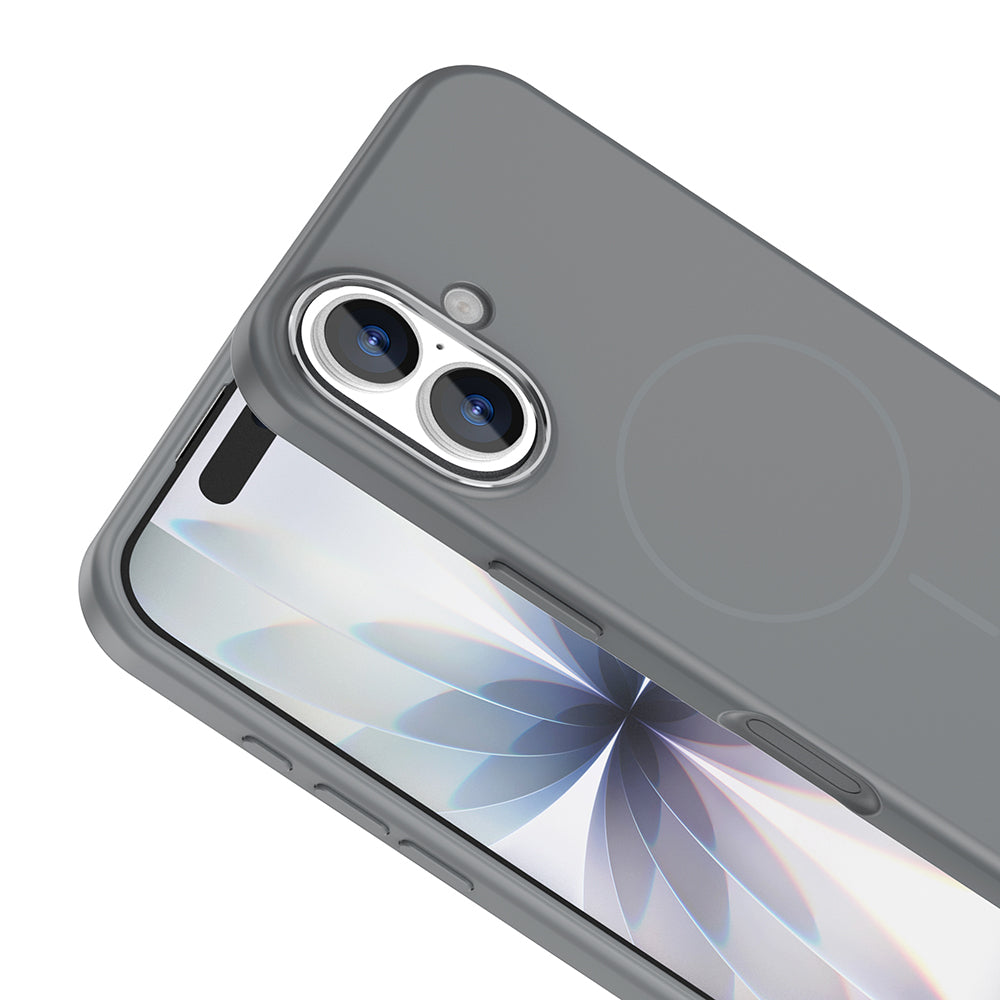 Apple iPhone 17 Kılıf M-Safe Şarj Özellikli Metal Kamera Çerçeveli Zore Edi Silikon Kapak Açık Mavi