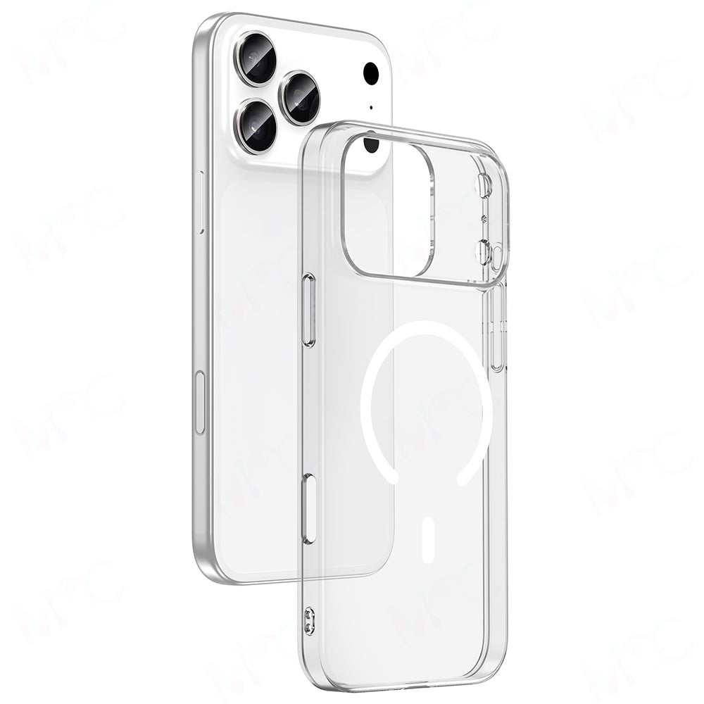 Apple iPhone 17 Pro Kamera Korumalı M-Safe Şarj Özellikli Şeffaf Zore London Sert PC Kapak