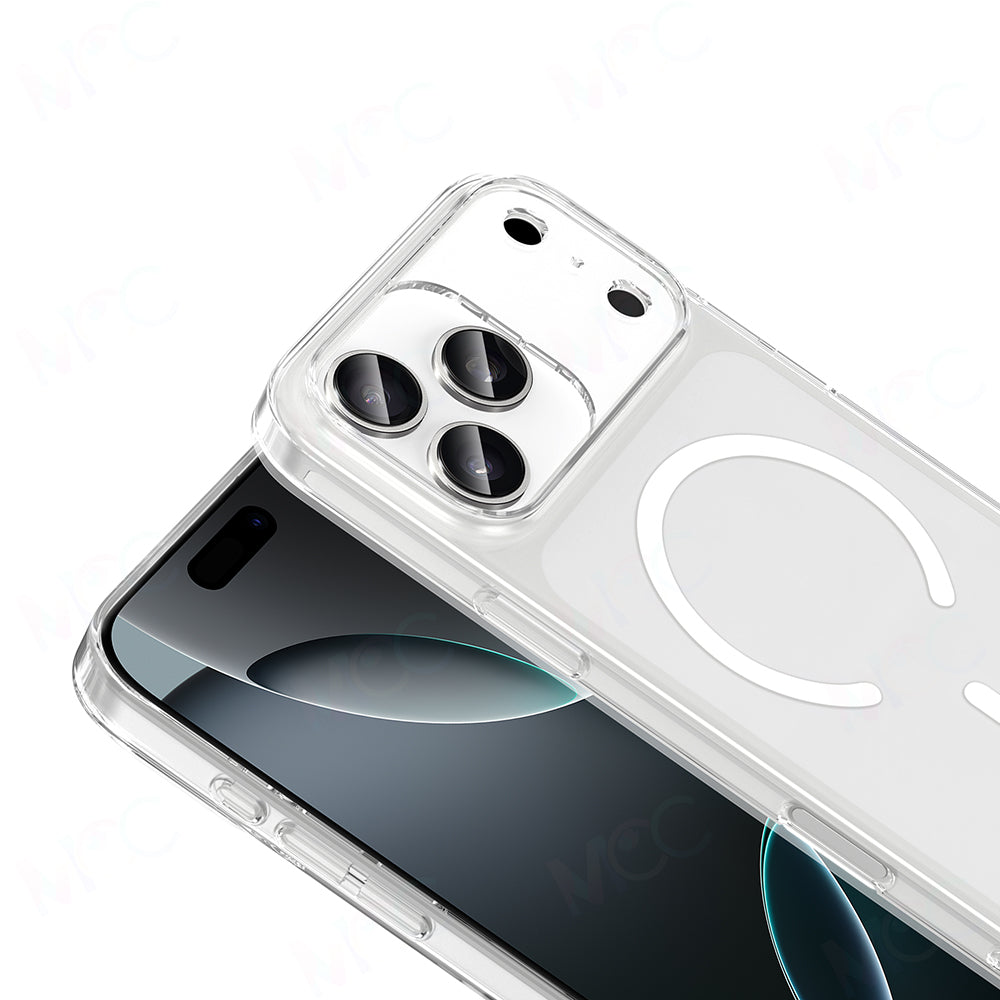 Apple iPhone 17 Pro Kılıf IC Çipli M-Safe Şarj Özellikli Şeffaf Kamera Çerçeveli Zore Toledo Kapak Şeffaf