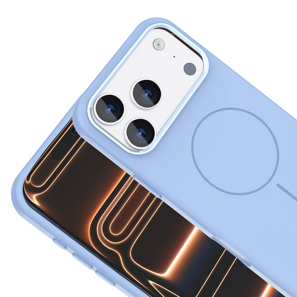 Apple iPhone 17 Pro Kılıf M-Safe Şarj Özellikli Metal Kamera Çerçeveli Zore Edi Silikon Kapak Titanyum-Gri