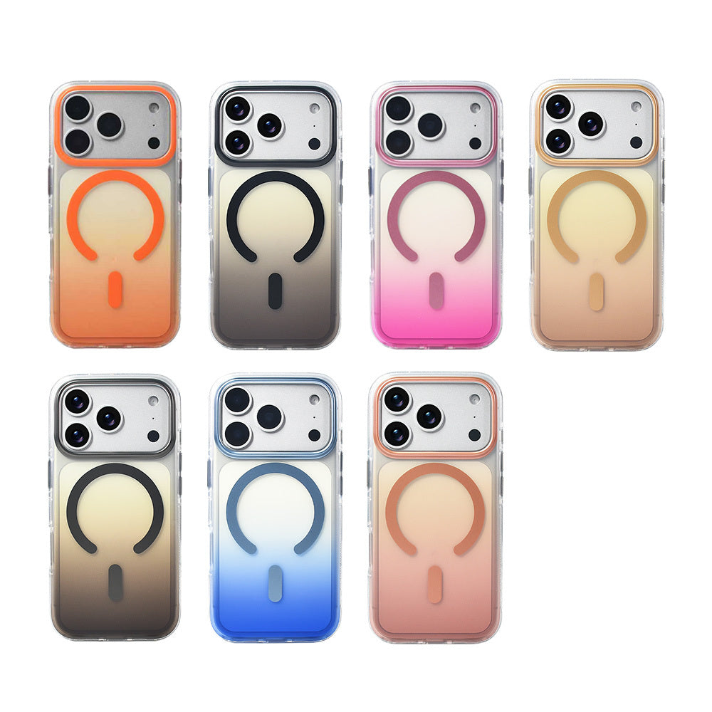 Apple iPhone 17 Pro Kılıf M-safe Şarj Özellikli Transparan Renk Geçişli Zore Toros Kapak Rose Gold