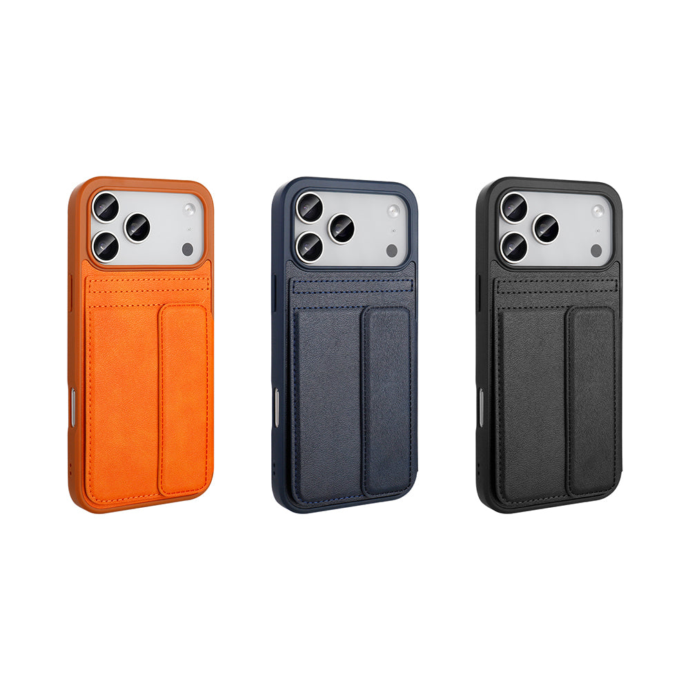 Apple iPhone 17 Pro Kılıf PU Deri Kartlıklı Zore Sevilla Kapak Lacivert