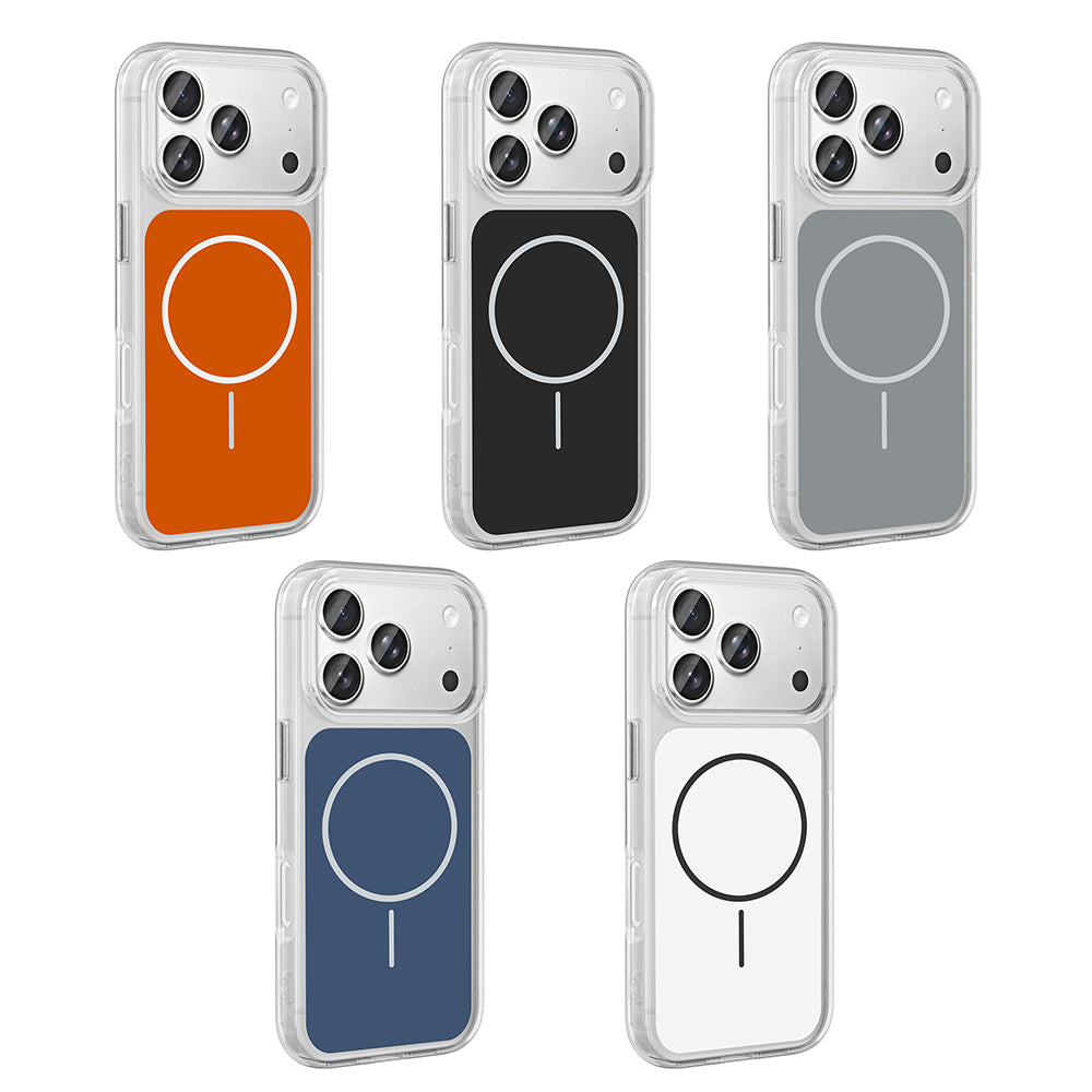 Apple iPhone 17 Pro Max Kılıf M-Safe Şarj Özellikli Metal Buton Tasarımlı Zore İkonik Sert Silikon Kapak Gri